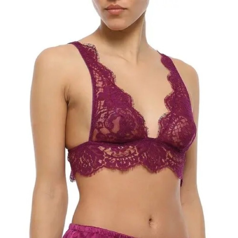 NWT ID Sarrieri Colette Cotton Blend Chantilly Lace Bralette Sz 32D